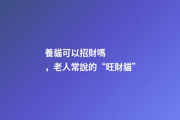 養貓可以招財嗎，老人常說的“旺財貓”